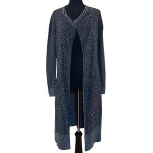 Cabi Gray & Black Open Long Knit Sweater Cotton Acrylic Blend Women's Size XS